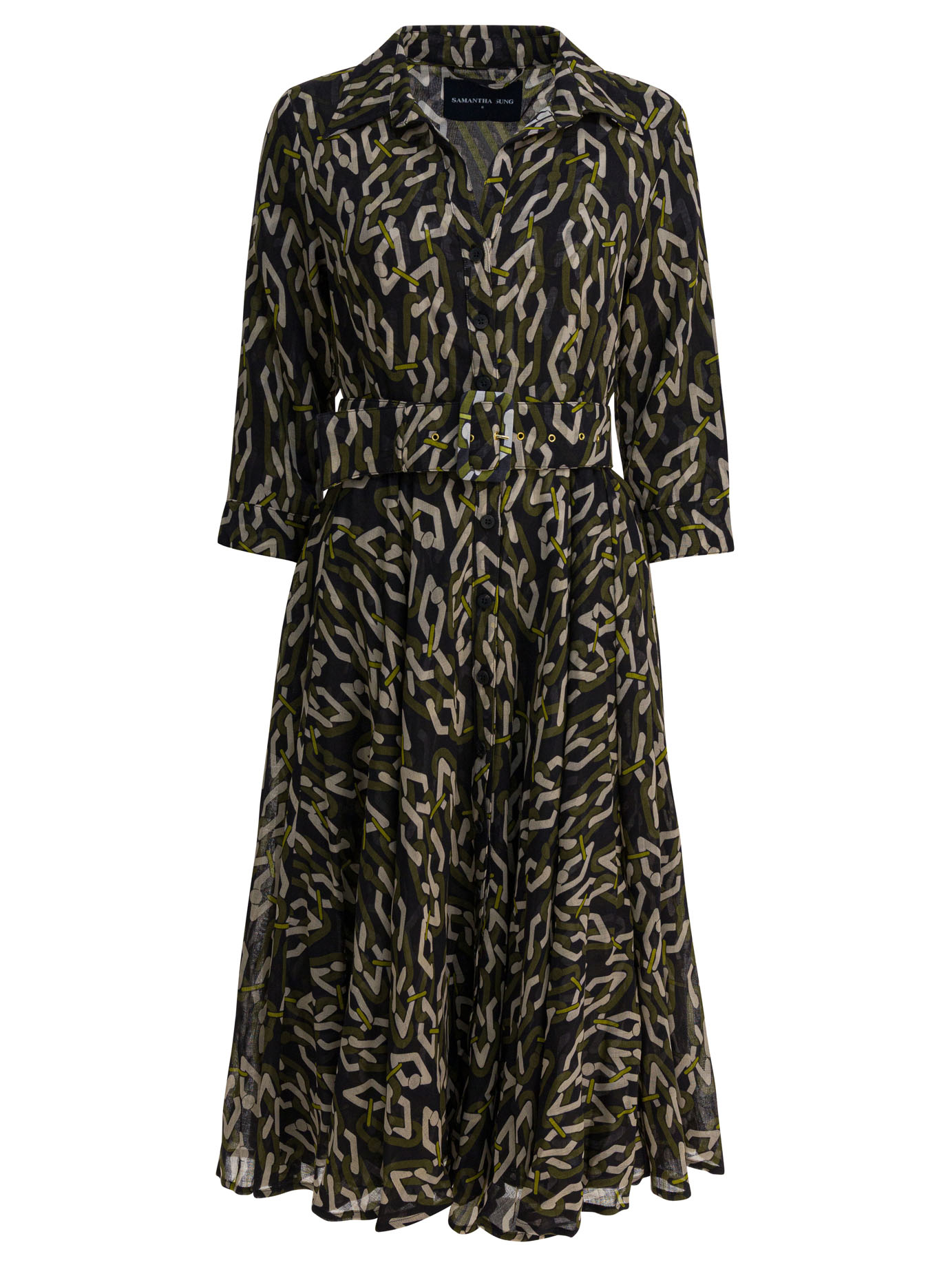 [Samantha Sung] Long sleeve dress FW25 ASTERMULTI CHAIN BIG DARK BLACK OLIVE GREEN