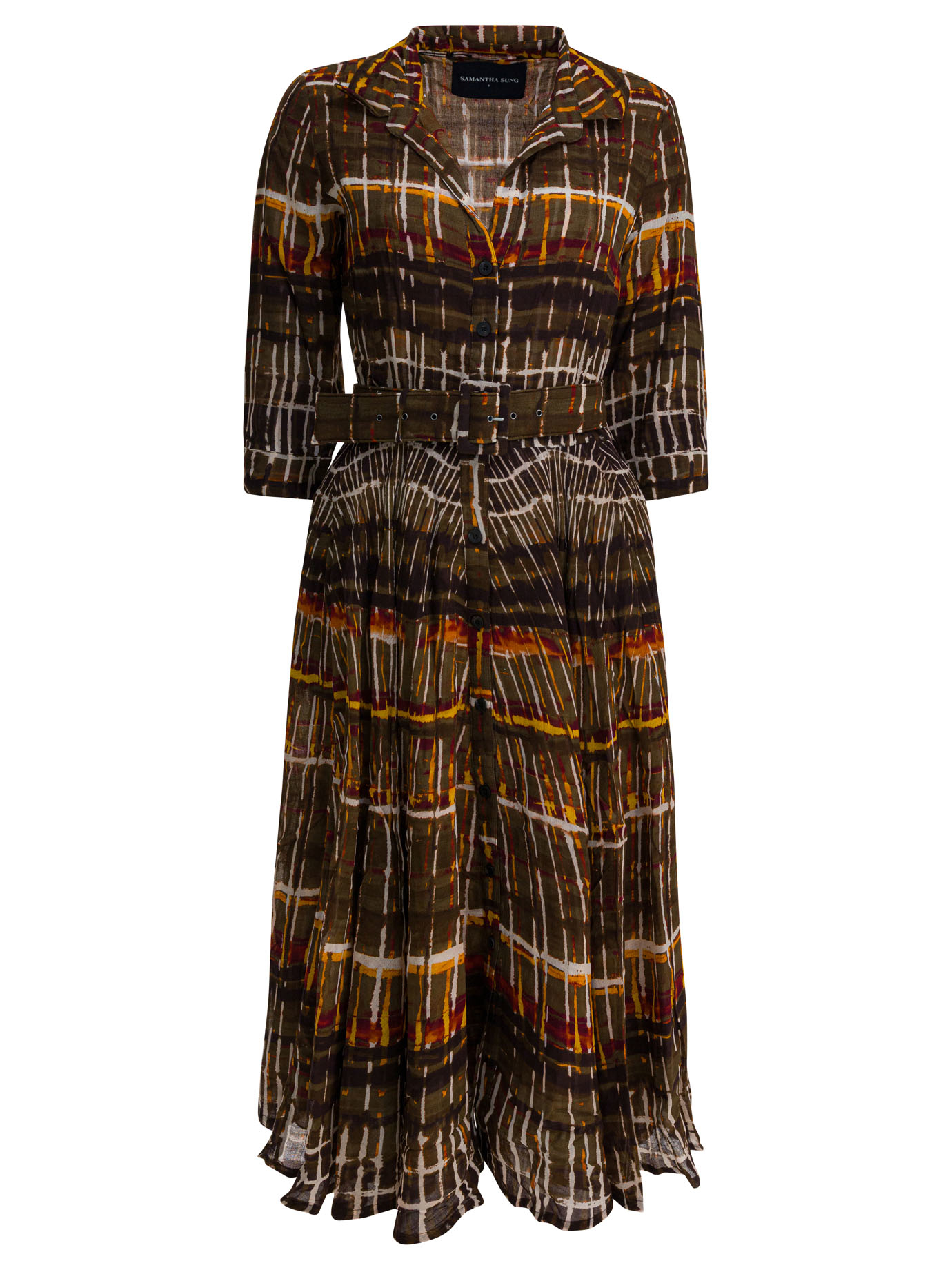 [Samantha Sung] Long sleeve dress FW25 ASTERWATERCOLOR PLAID CAMEL