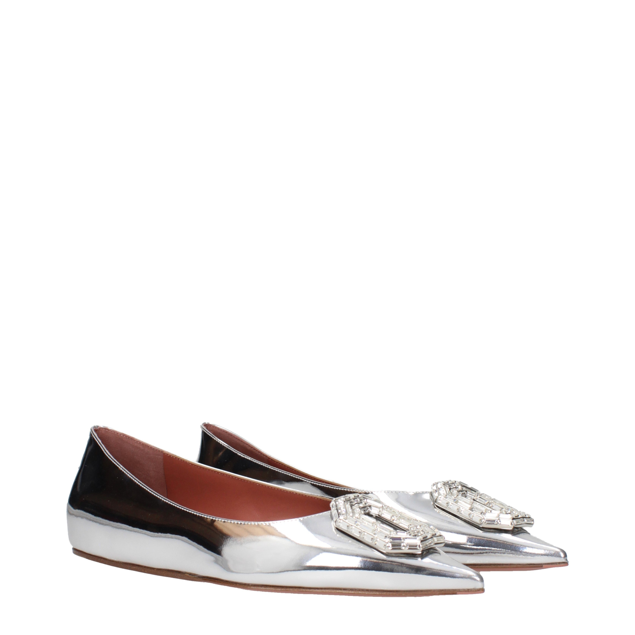 [Amina Muaddi] Flat shoes SS25 CAMELIAFLATMIRRORSILVER