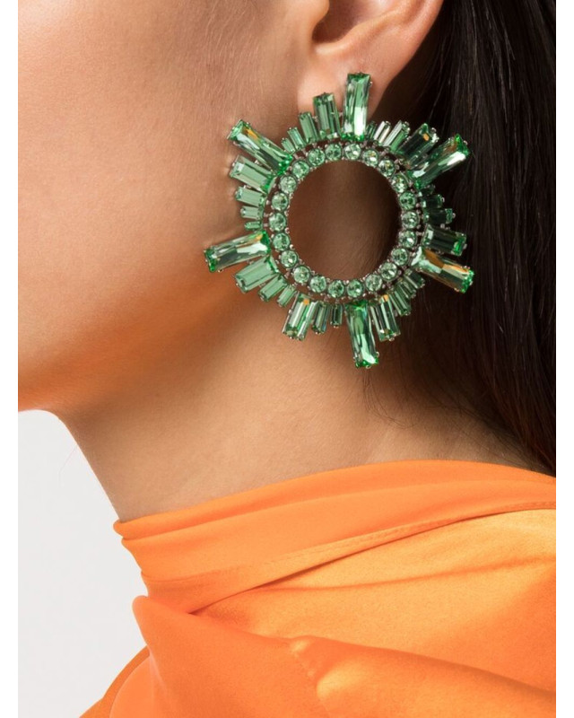 [Amina Muaddi] Earring SS22 BEGUMEARRINGSCRYSTALCHRYSOLITE&SILVER