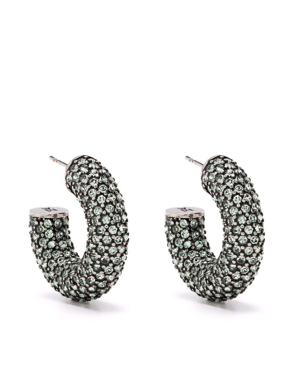 [Amina Muaddi] Earring FW21 CAMERONHOOPSMALLCHRISOLITE&SILVER