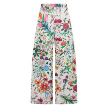 Floral wide-leg pants in silk