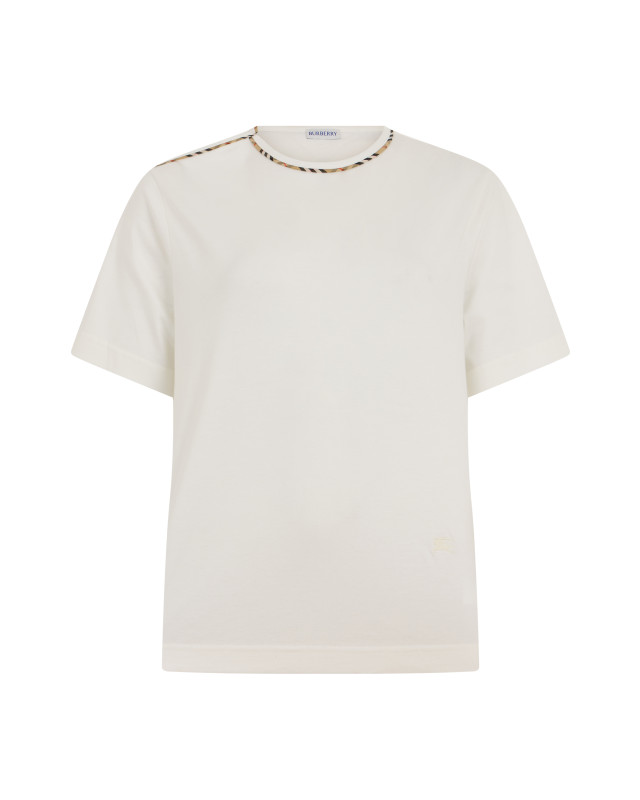 Short sleeve T-shirt with tartan trim
