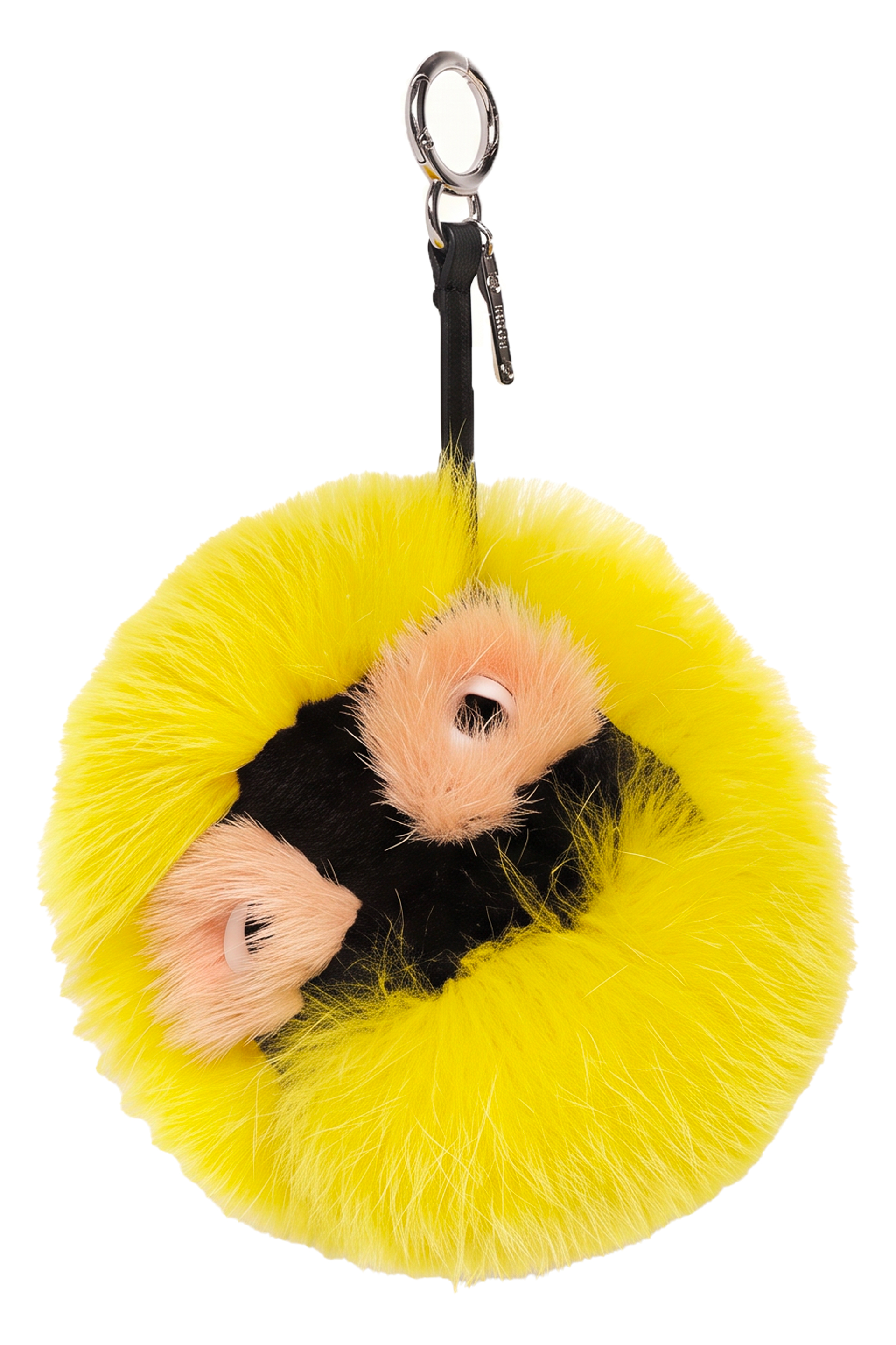 Metal and fur keychain