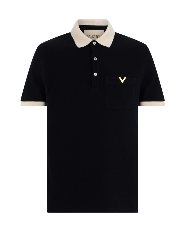 Cotton pique polo with short sleeves