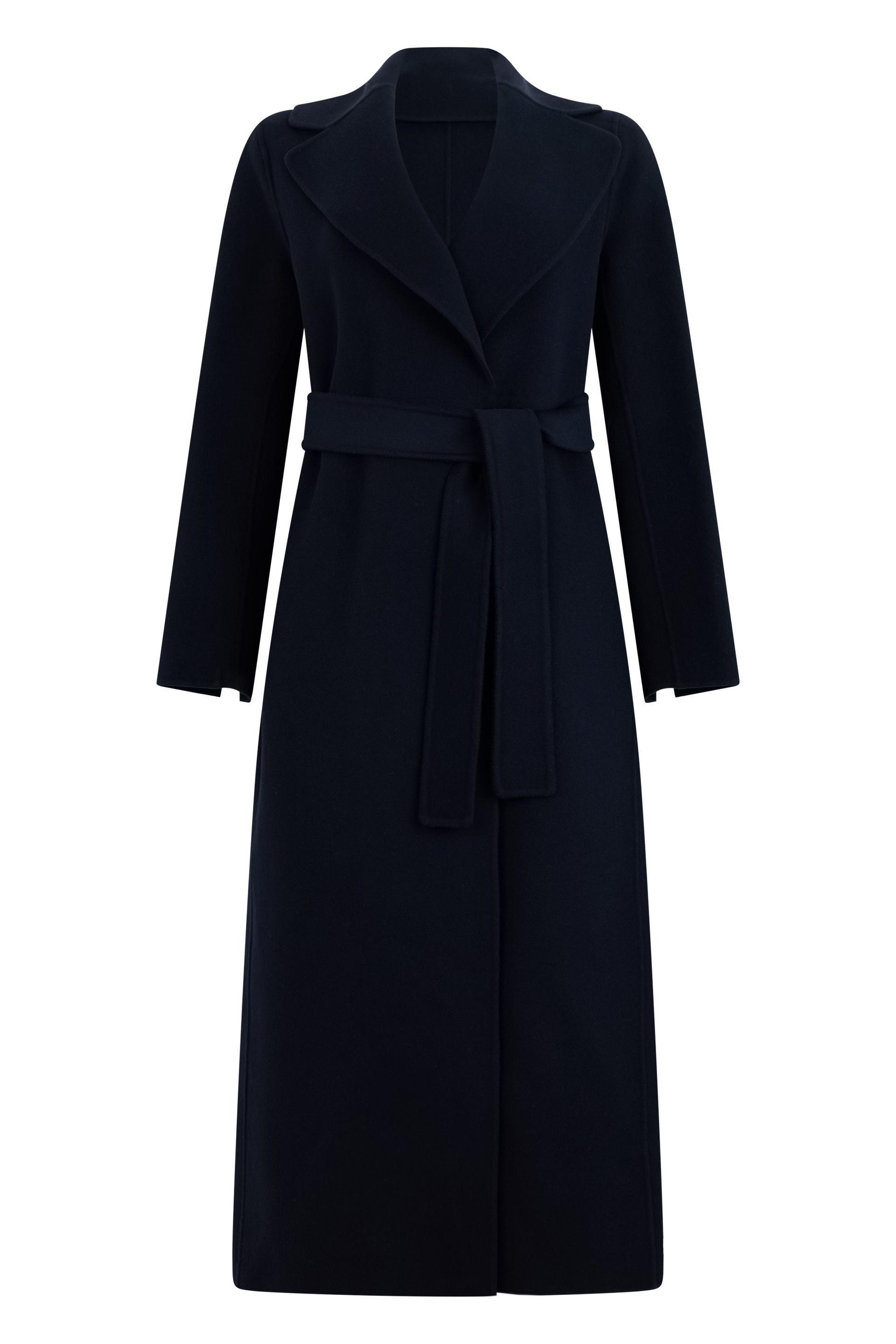 Long coat with adjustable belt