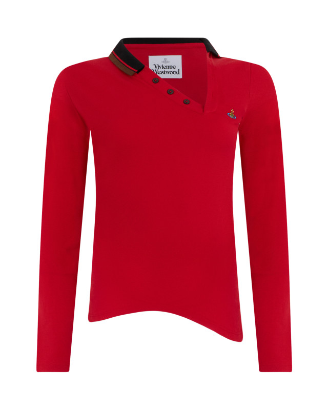 Polo with asymmetrical neckline