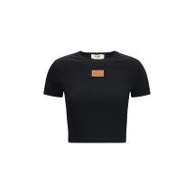 Cropped ribbed cotton T-shirt