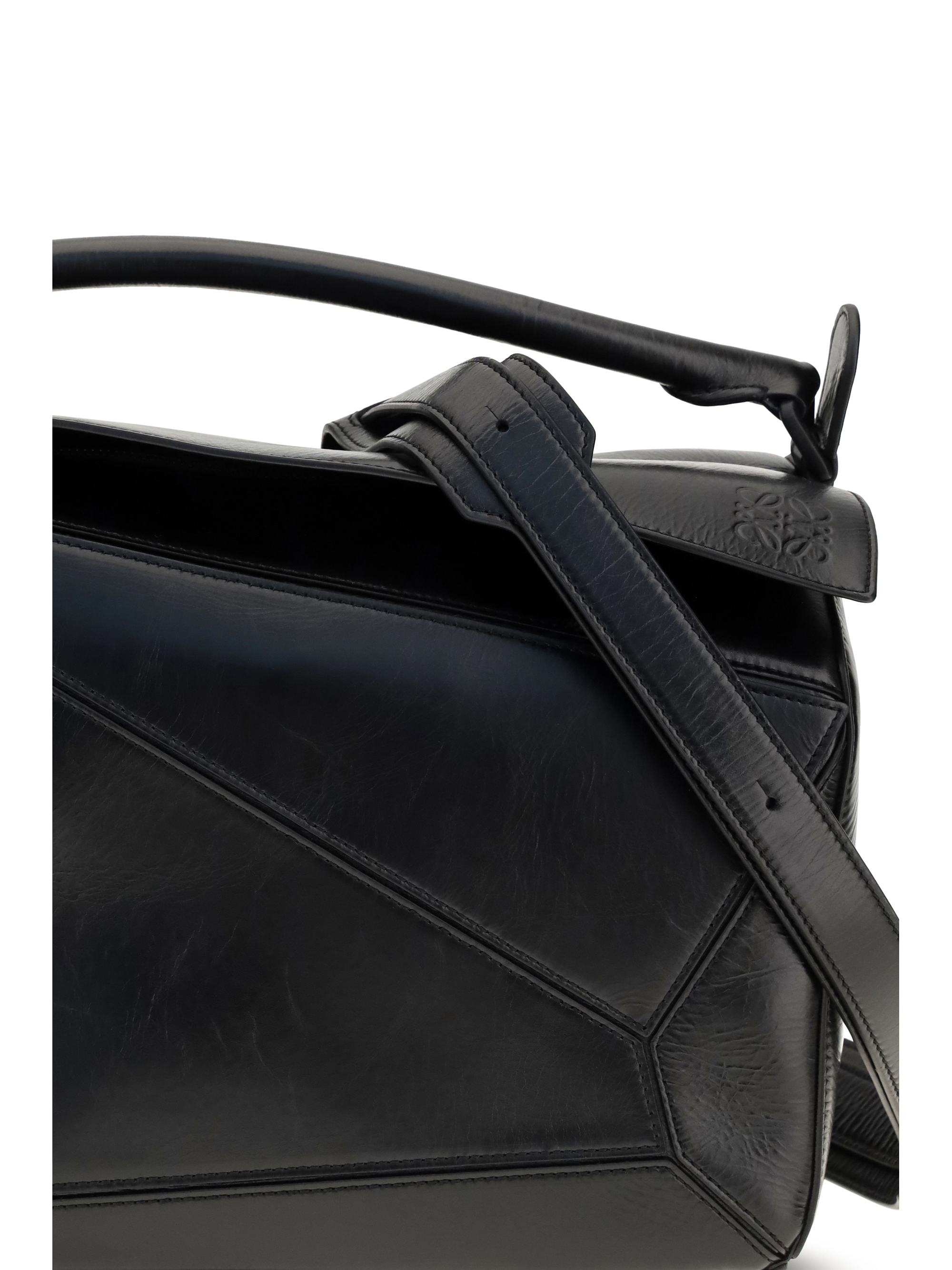 Large paper-effect calfskin Puzzle Handbag