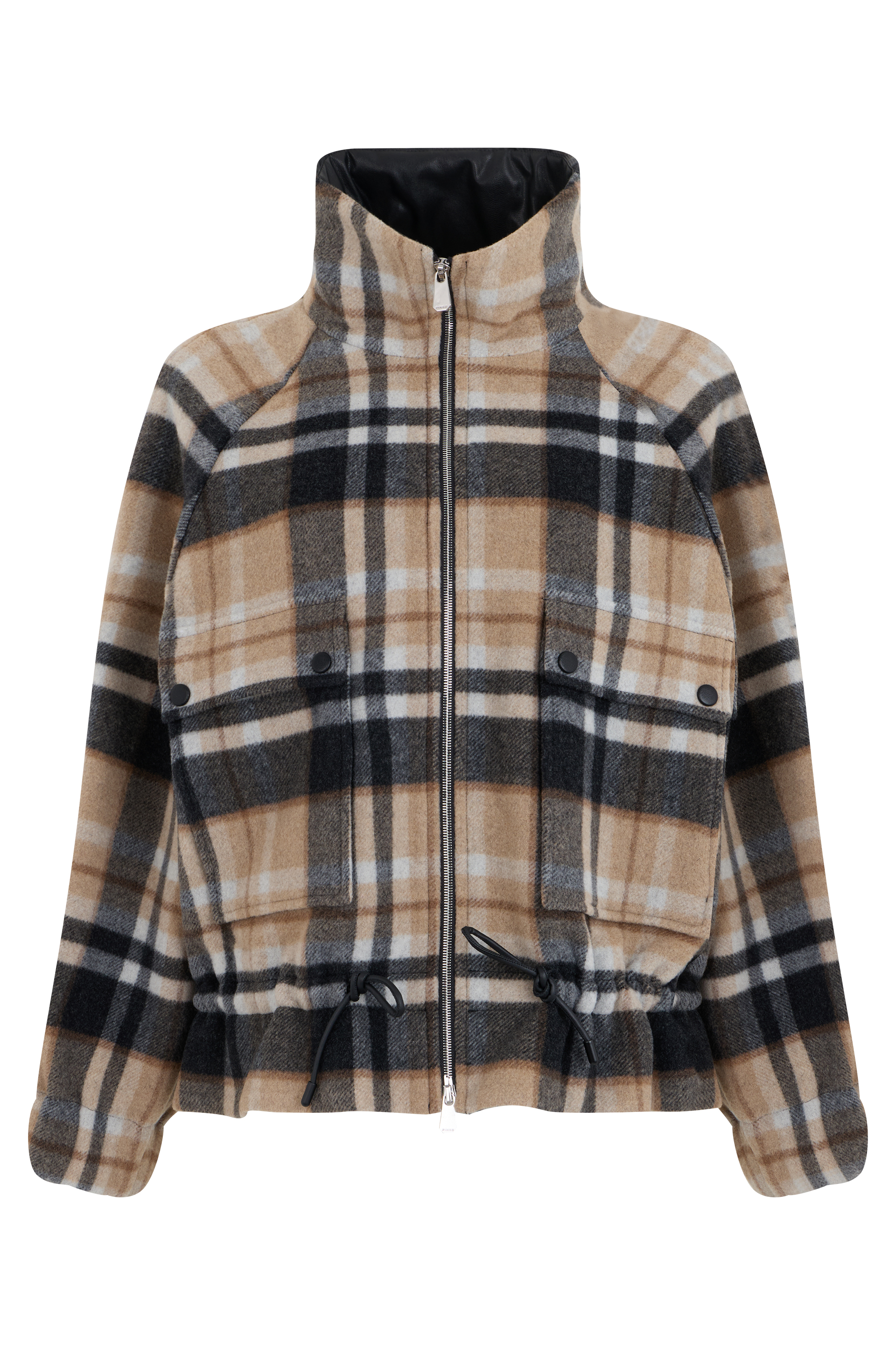 Checkered Jacket with High Collar