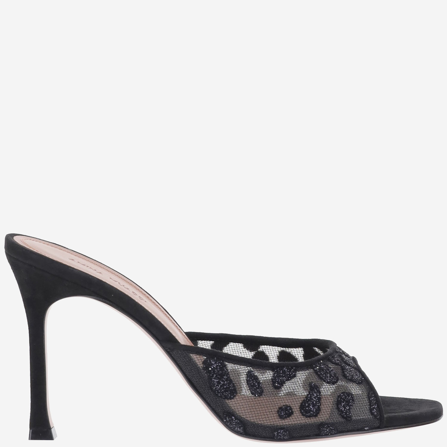 [Amina Muaddi] Pumps FW26 ALEXAMESHSLIPPER95BLACKLEOPARD