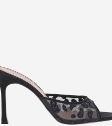 [Amina Muaddi] Pumps FW26 ALEXAMESHSLIPPER95BLACKLEOPARD