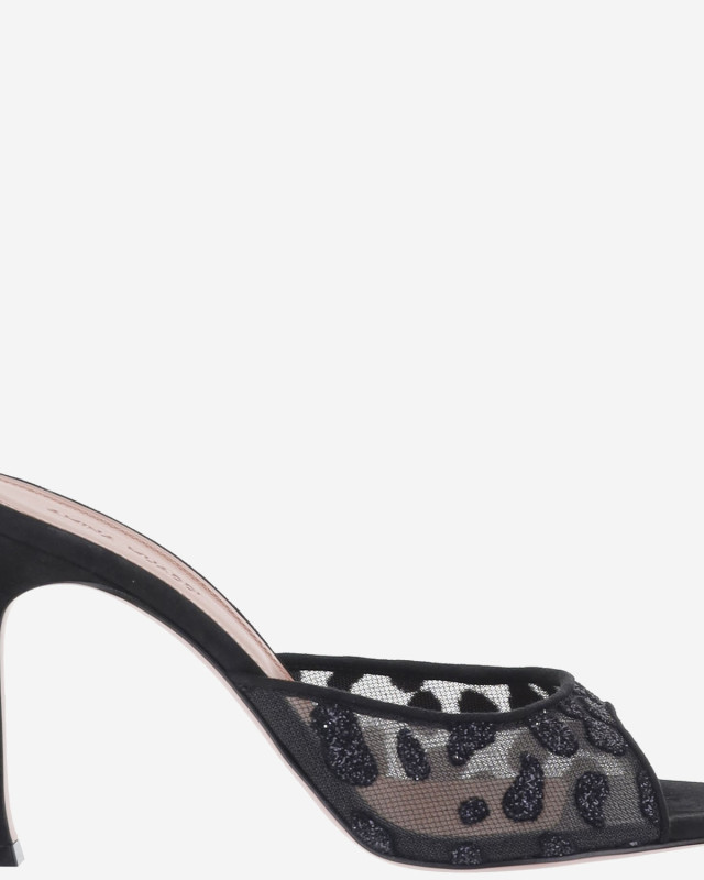 [Amina Muaddi] Pumps FW26 ALEXAMESHSLIPPER95BLACKLEOPARD