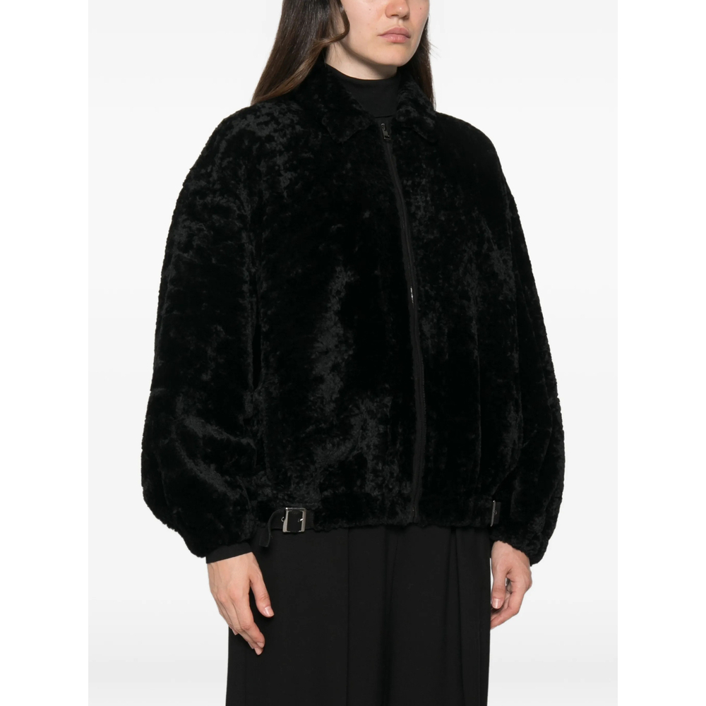 [SIMONETTA RAVIZZA] Leather Jacket FW26 F06JA422H39  BLACK