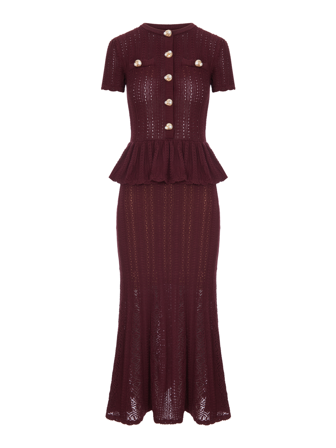 [Self-portrait] Short sleeve dress FW26 AW26100MCBUBURGUNDY