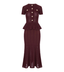 [Self-portrait] Short sleeve dress FW26 AW26100MCBUBURGUNDY