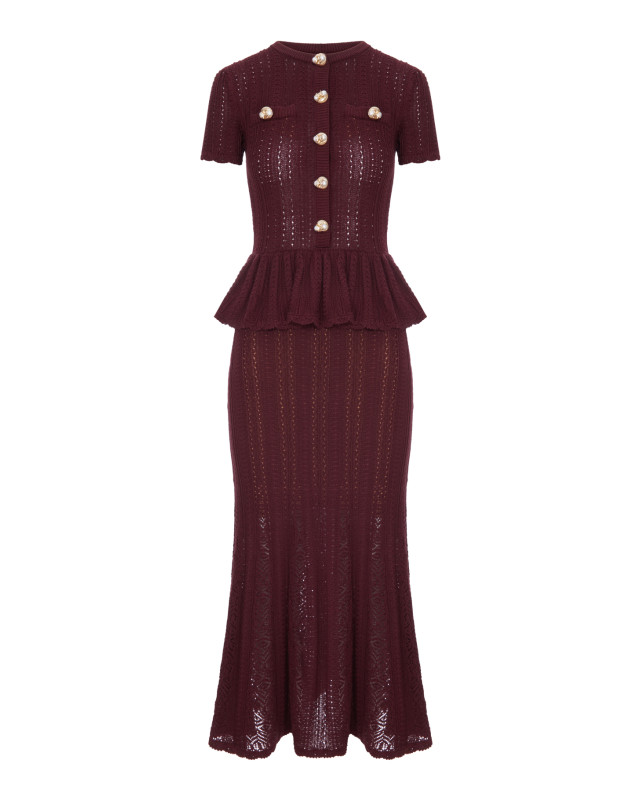 [Self-portrait] Short sleeve dress FW26 AW26100MCBUBURGUNDY