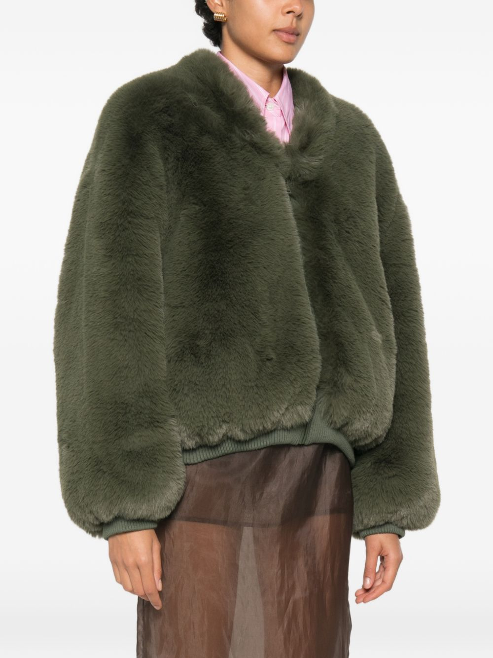 [THE FRANKIE SHOP] Fur Jacket FW26 JAFS22738407MOSSGREEN
