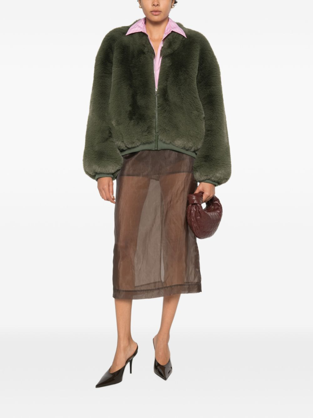 [THE FRANKIE SHOP] Fur Jacket FW26 JAFS22738407MOSSGREEN