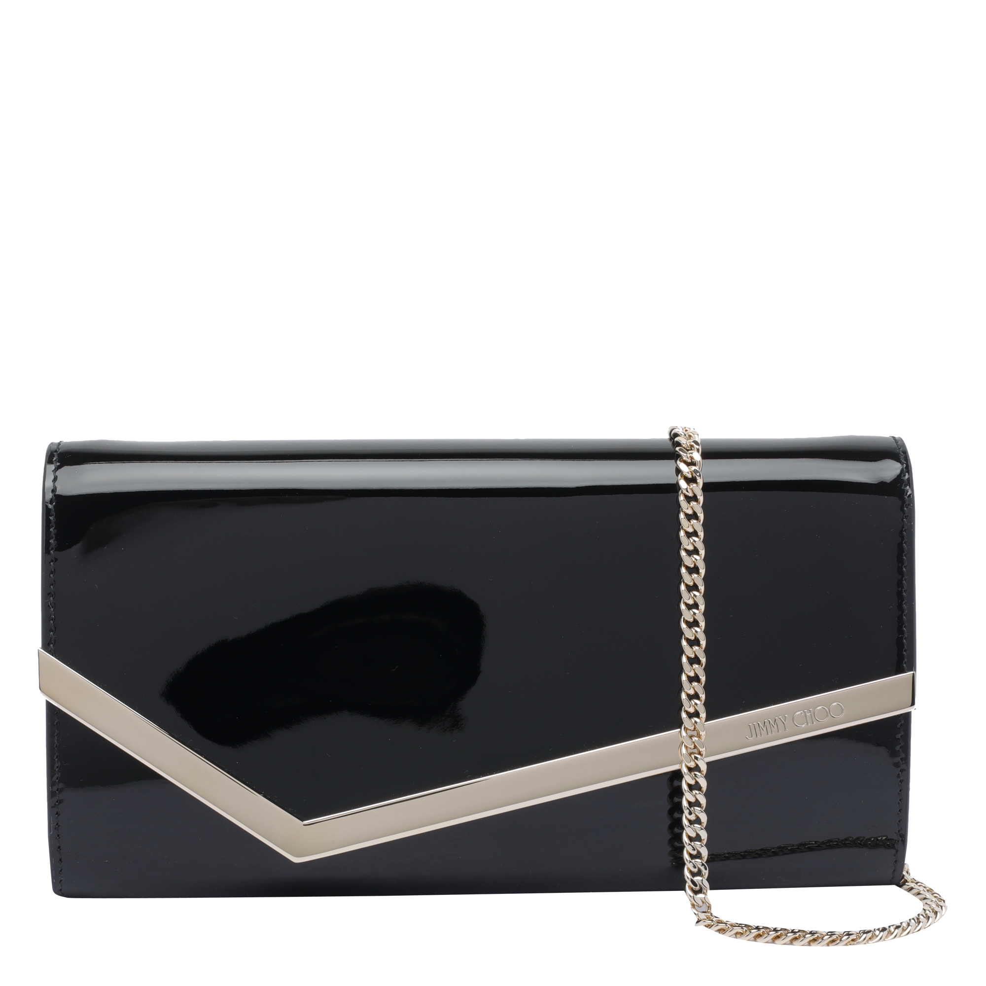 [Jimmy Choo] Clutch bag FW26 EMMIEPATBLACK/LIGHT GOLD