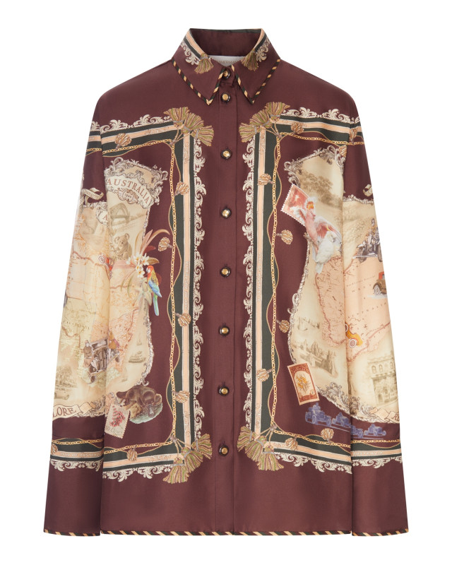 [Zimmermann] Shirts Long Sleeve FW26 0901TF261PLSCF PLUM SCARF