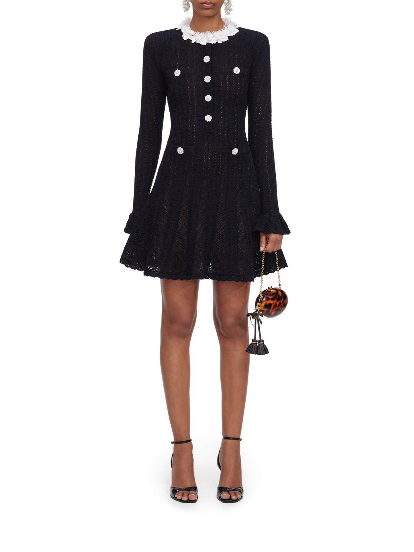 [Self-portrait] Short sleeve dress FW26 AW26100SBBLACK