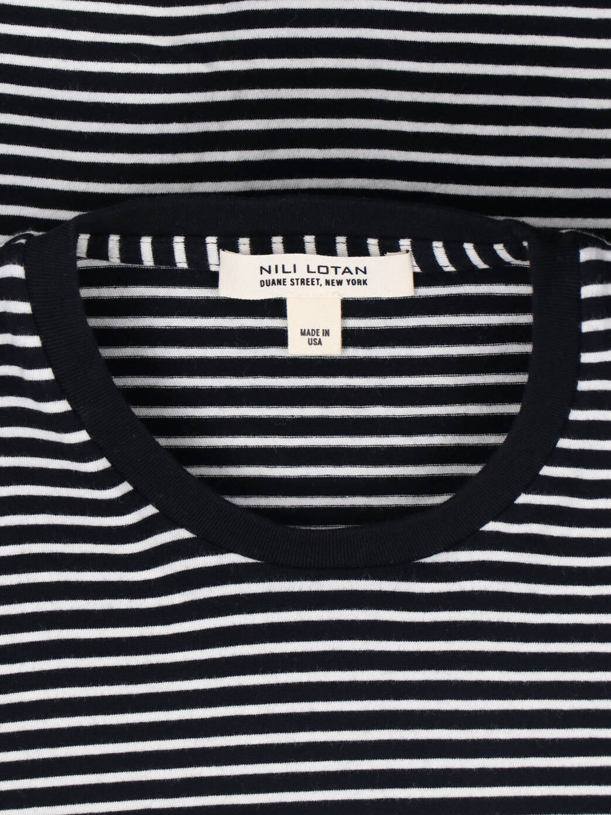 [Nili Lotan] T-shirts Long Sleeve SS26 13462 K217BLACK IVORY STRIPE