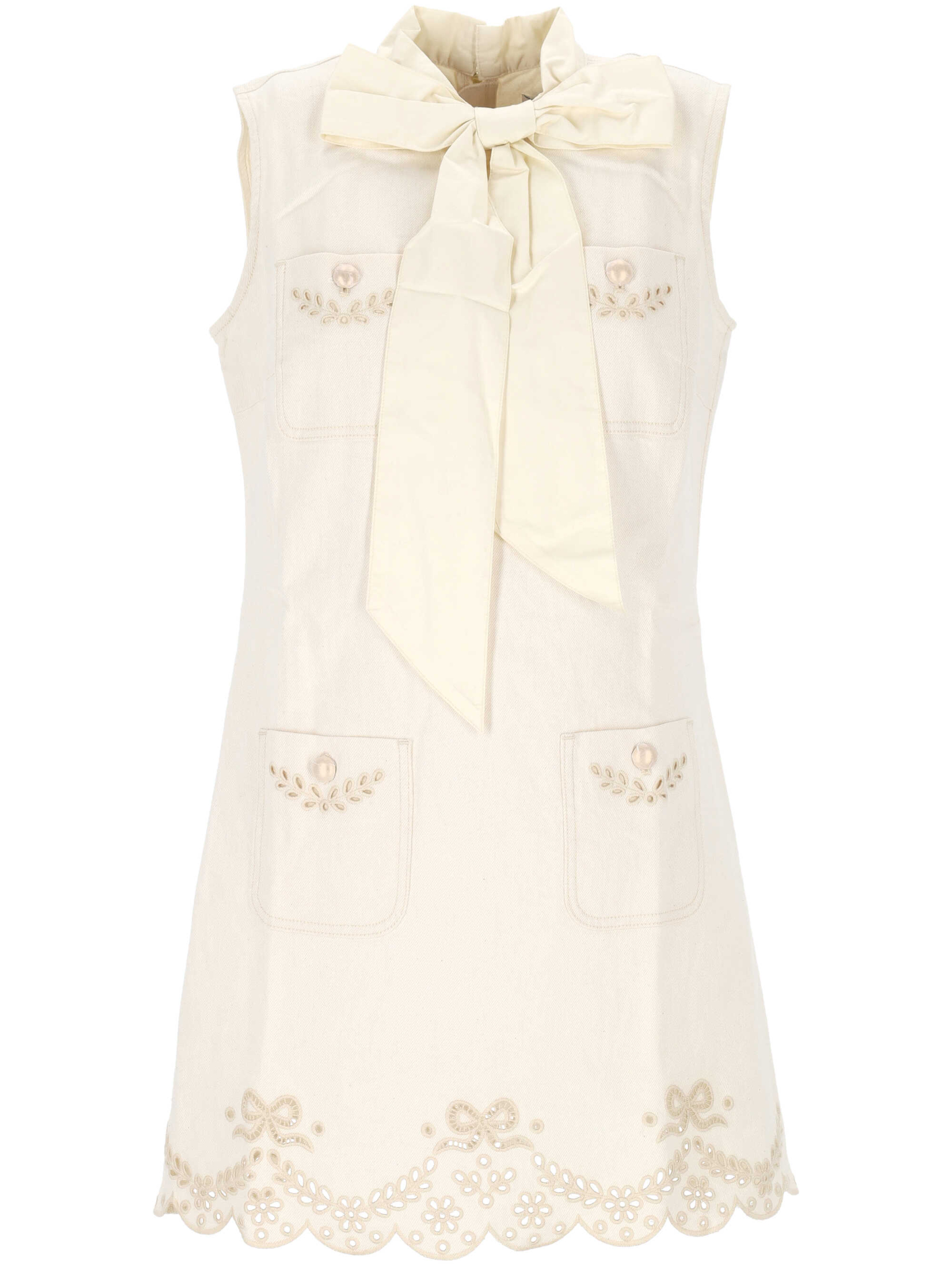 [Self - portrait] Sleeveless dress FW26 PF26-817SCECRU