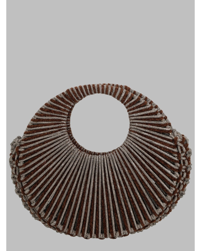 [Hibourama] Clutch bag FW25 JAYAMEDIUMCRYSTALVELVET_CHOCO
