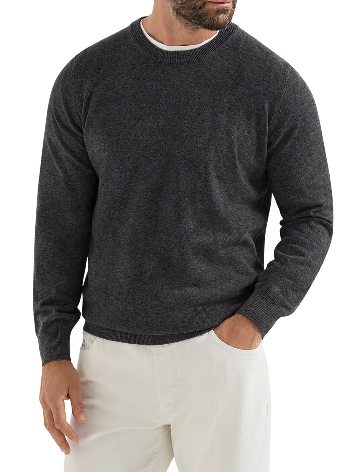 [Brunello Cucinelli] Knitwear FW26 M2200100CMD52 CARBONE ROCCIA