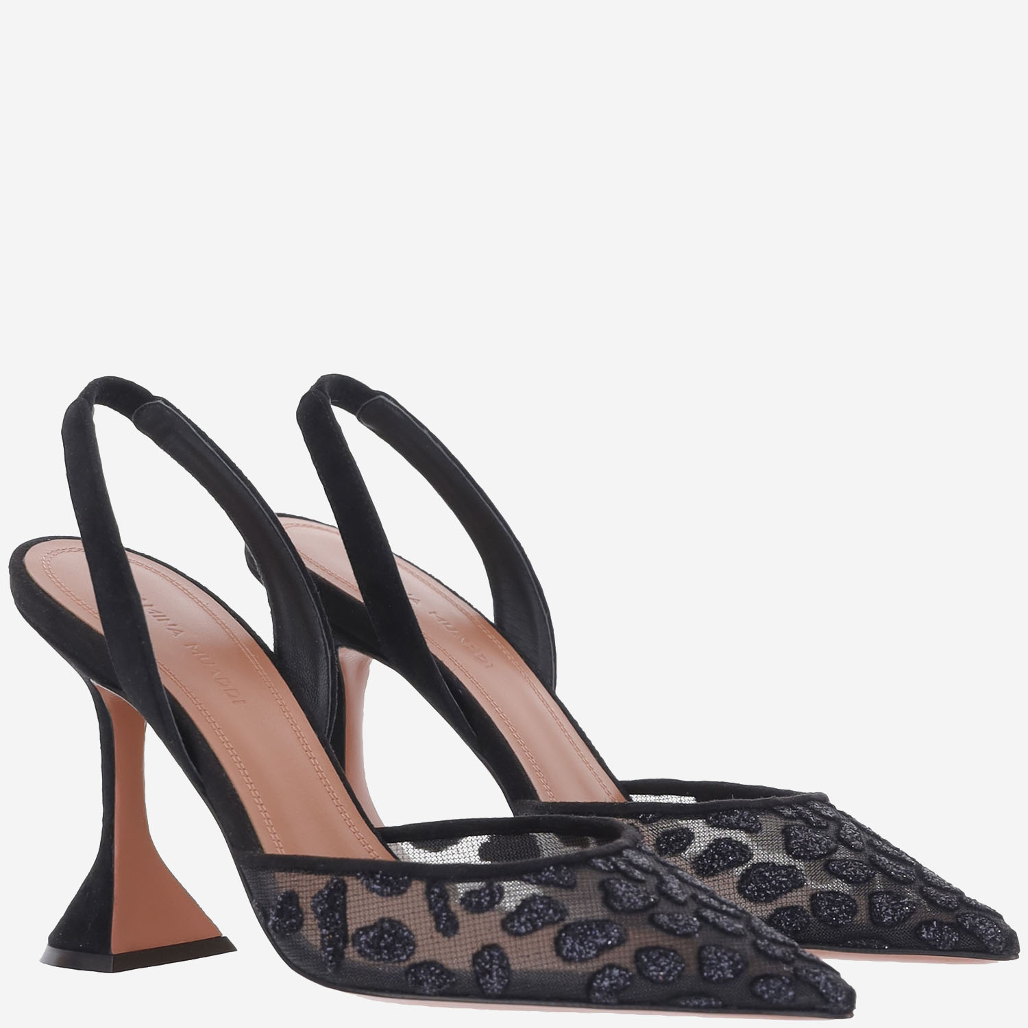 [Amina Muaddi] Pumps FW26 HOLLIMESHSLING95BLACKLEOPARD