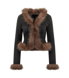 [Self-portrait] Mouton jacket FW26 AW26148CB BLACK