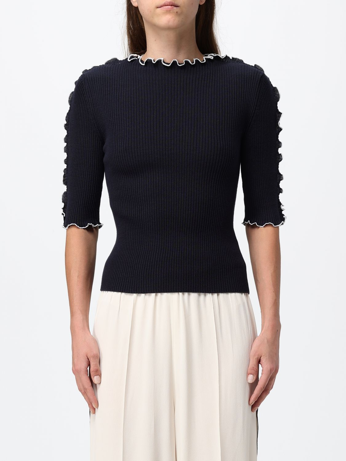 [Fabiana Filippi] Knitwear FW26 MAD216F076M253 BLU NOTTE/RAFIA