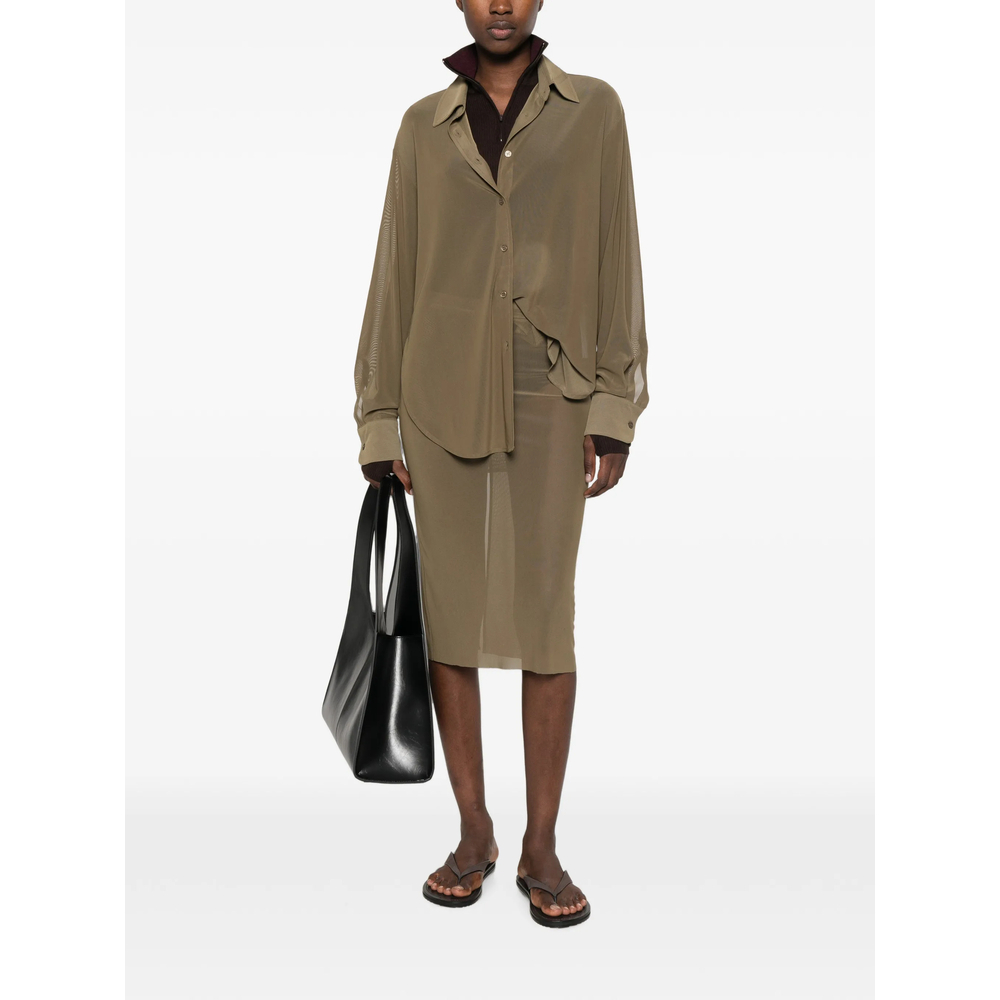 [THE FRANKIE SHOP] Shirts Long Sleeve FW26 PERI SHEER KHAKI