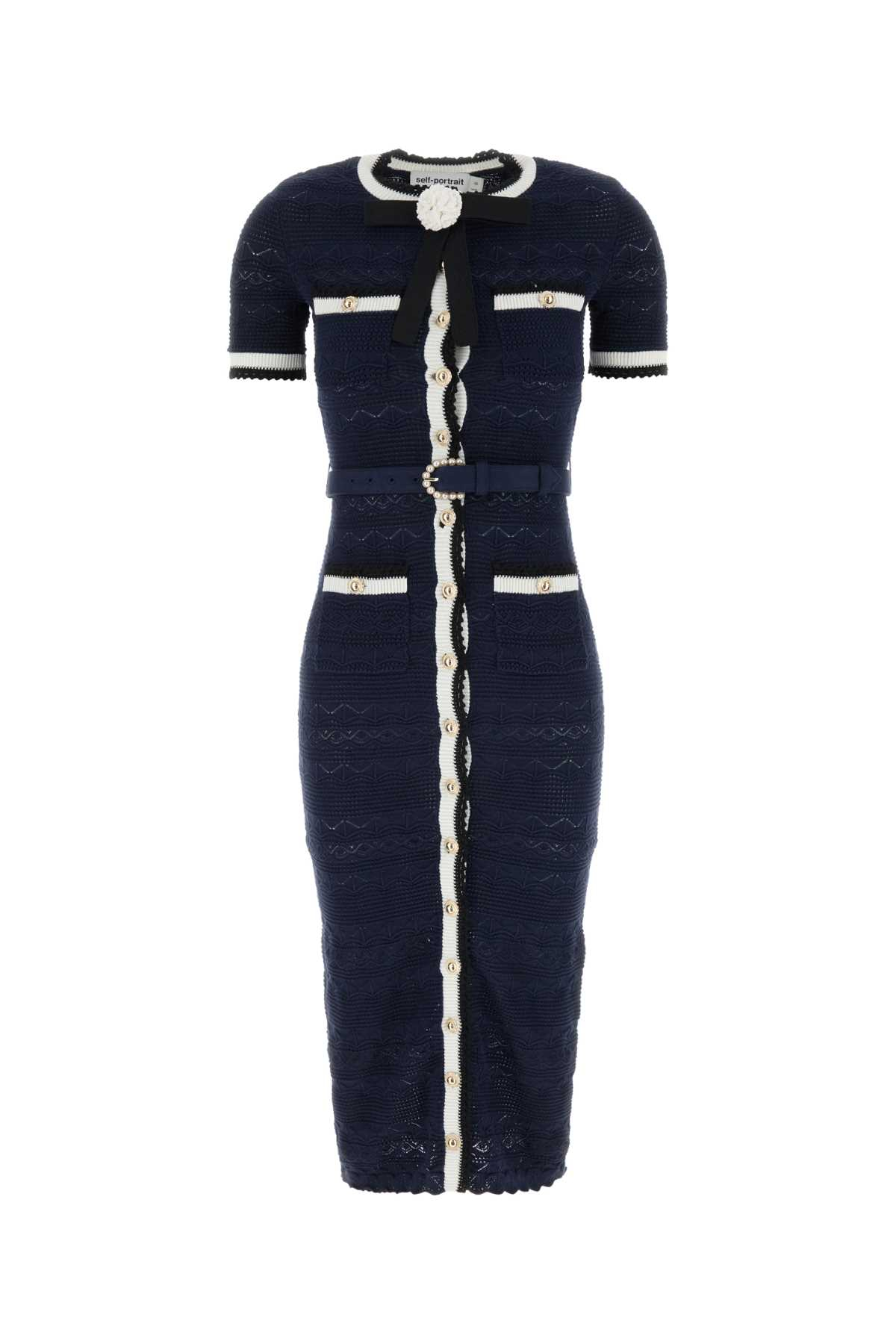 [SELF PORTRAIT] Short sleeve dress FW26 PF26072MAN NAVY