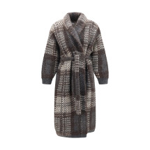 Macrocheck mohair blend Coat with belt