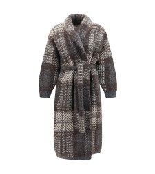 Macrocheck mohair blend Coat with belt