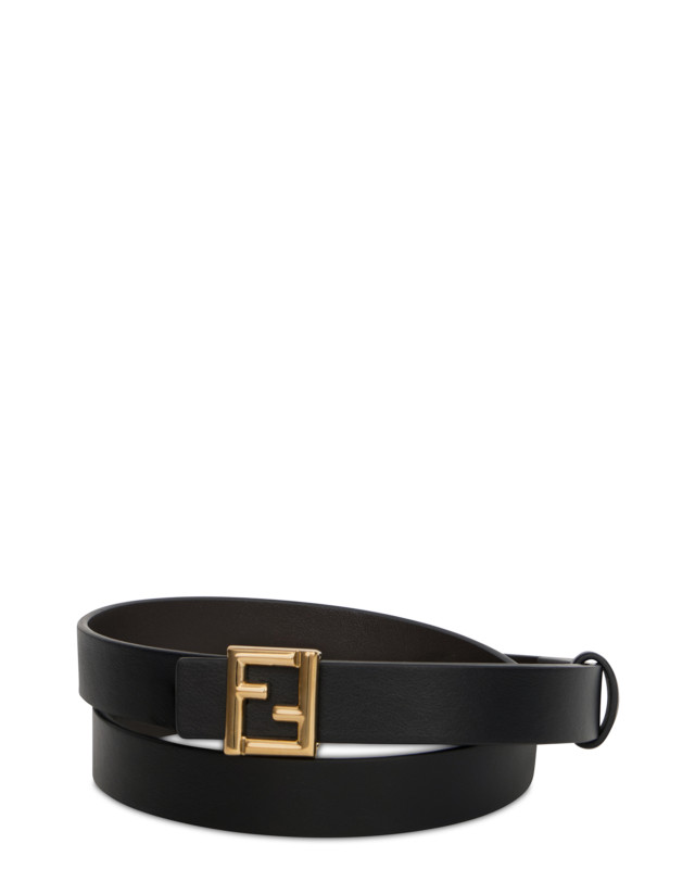 Leather belt with logo