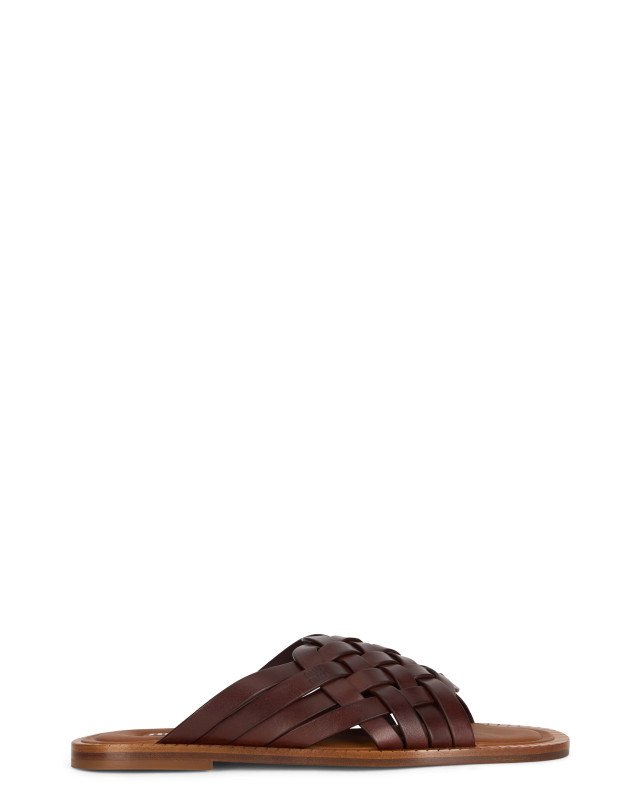 Braided leather ciabatta