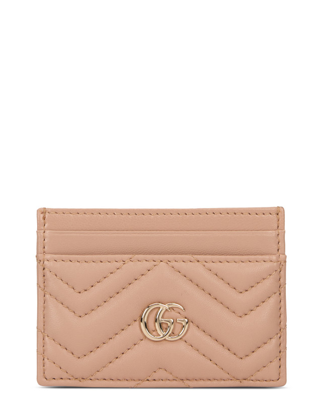 Leather card holder with chevron and logo