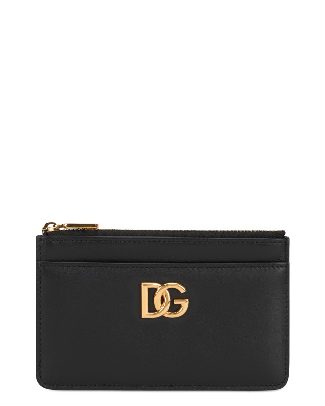 Leather card holder with zipper