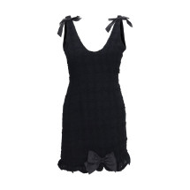 Checked bouclé tweed mni Dress with bows