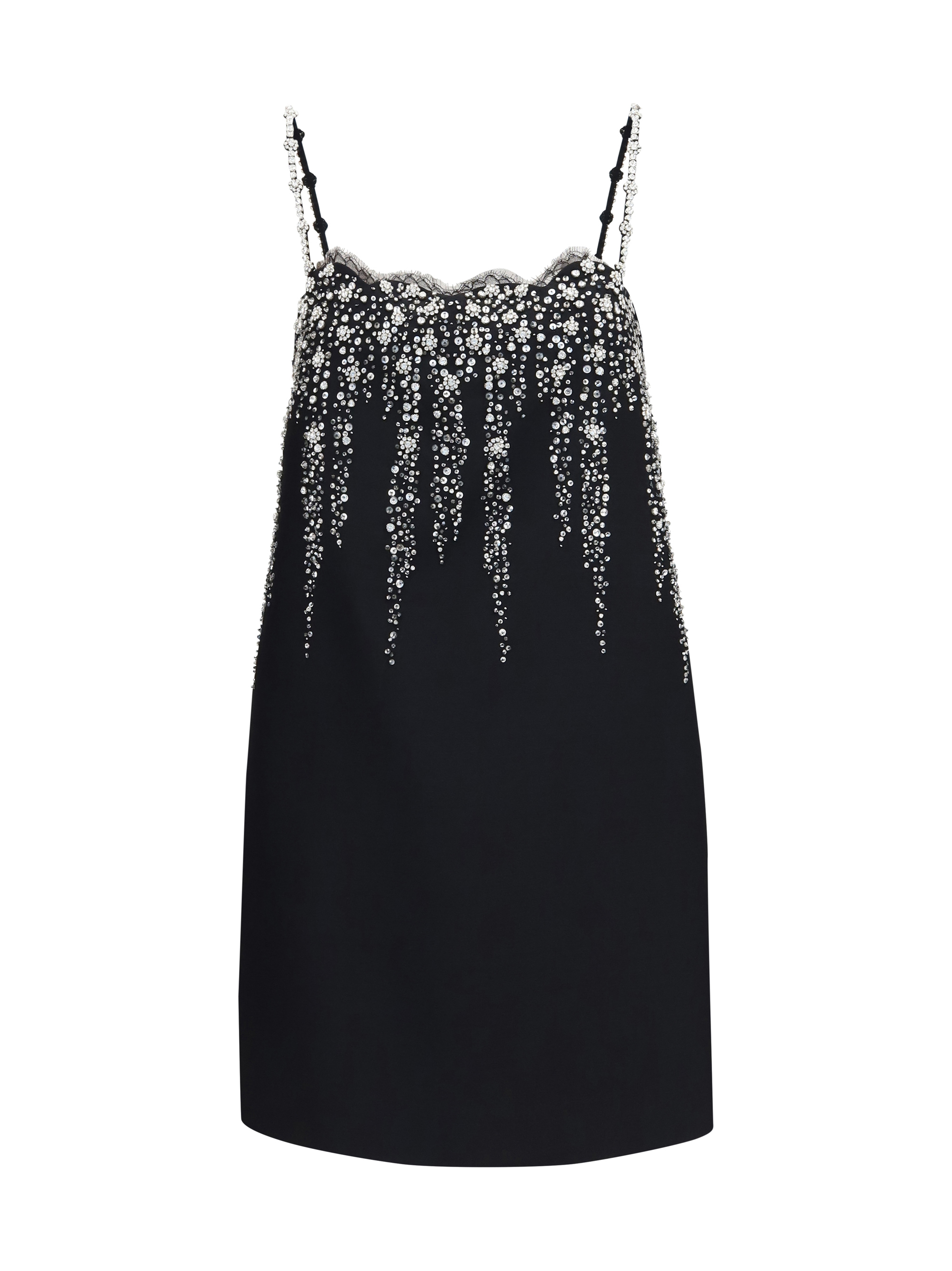 Embroidered crepe mini Dress with jewel details