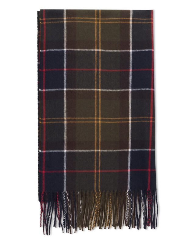 Checkered scarf with fringes